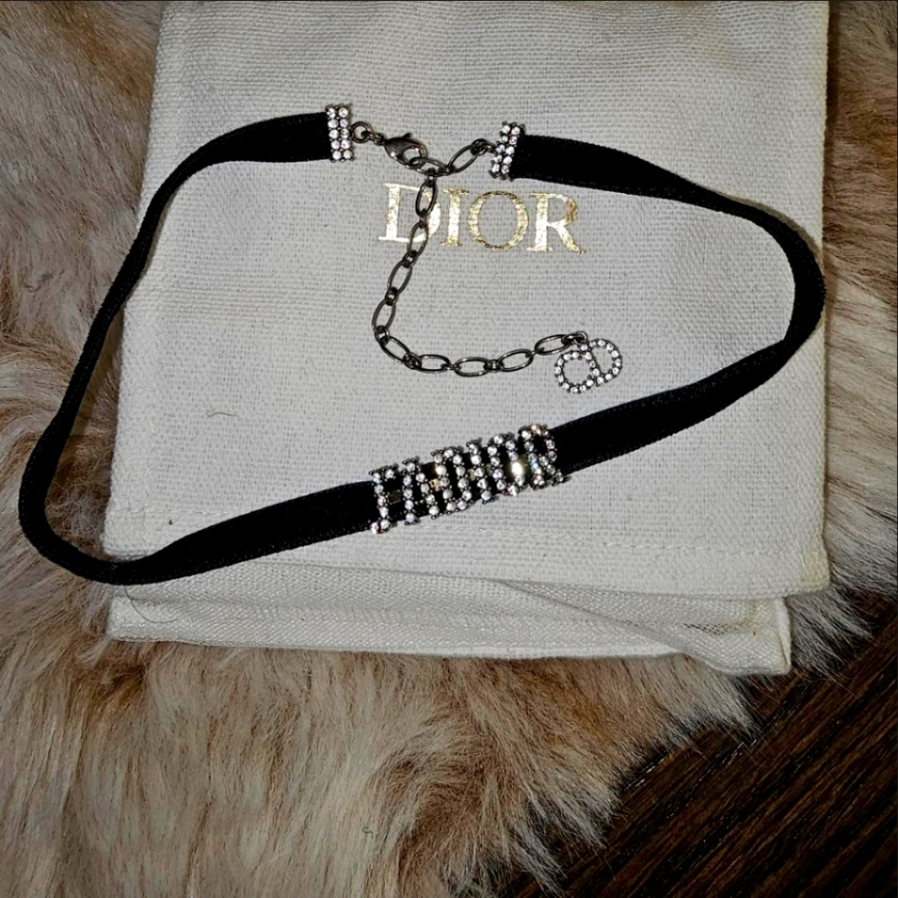 Dior Black and Silver Choker Necklace
